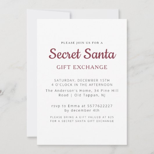 Eenvoudig Minimaal Geheim Kerstfeest Kaart (Voorkant)