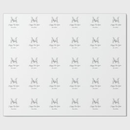 eenvoudig minimaal gelukkig nieuwjaar monogram gri cadeaupapier