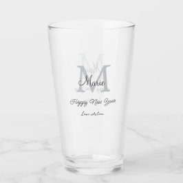 eenvoudig minimaal gelukkig nieuwjaar monogram gri glas