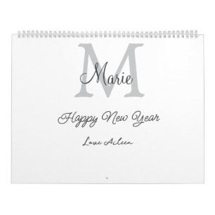 eenvoudig minimaal gelukkig nieuwjaar monogram gri kalender