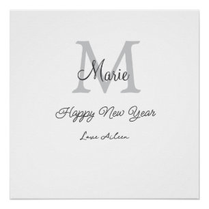 eenvoudig minimaal gelukkig nieuwjaar monogram gri perfect poster
