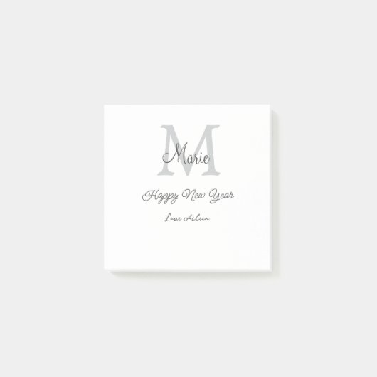 eenvoudig minimaal gelukkig nieuwjaar monogram gri post-it® notes (Voorkant)
