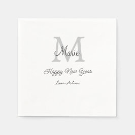 eenvoudig minimaal gelukkig nieuwjaar monogram gri servet