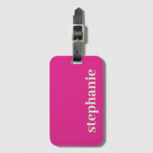 Eenvoudig Minimaal Gepersonaliseerd Heet Roze Bagagelabel (Voorkant (verticaal))