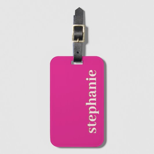 Eenvoudig Minimaal Gepersonaliseerd Heet Roze Bagagelabel (Voorkant (verticaal))