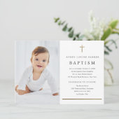 Eenvoudig minimaal Gold Cross Religieuze Baptisme Kaart (Staand voorkant)