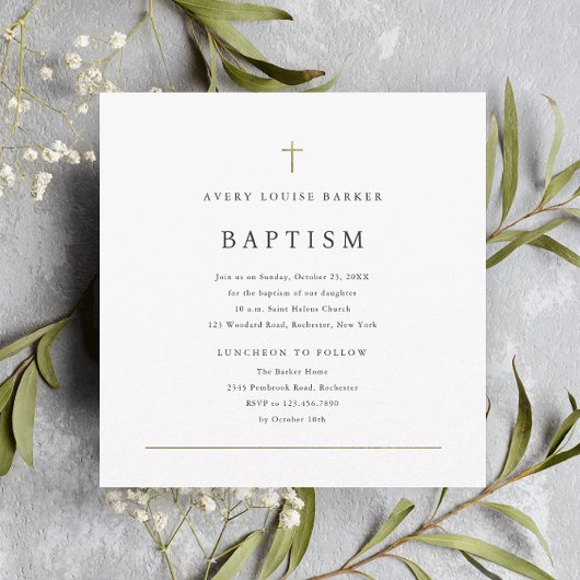 Eenvoudig minimaal Gold Cross Religieuze Baptisme Kaart