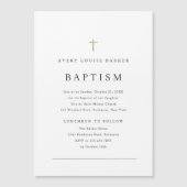 Eenvoudig minimaal Gold Cross Religieuze Baptisme Magnetische Uitnodiging (Voorkant)