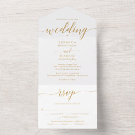 Eenvoudig minimaal goud all in one uitnodiging