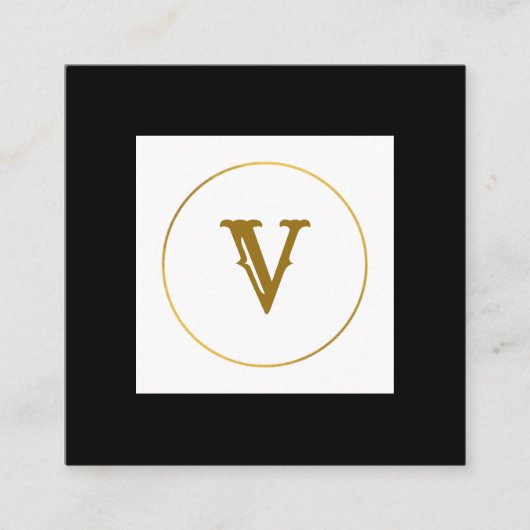 eenvoudig minimaal goudmonogram op maat van modern vierkante visitekaartje (Voorkant)