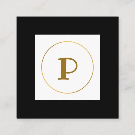 eenvoudig minimaal goudmonogram op maat van modern vierkante visitekaartje (Voorkant)