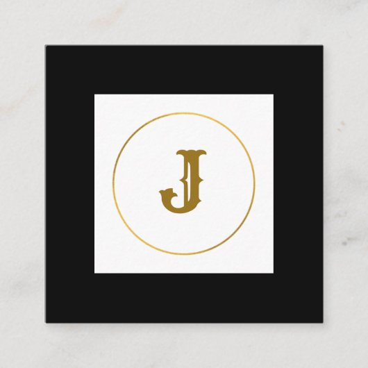 eenvoudig minimaal goudmonogram op maat van modern vierkante visitekaartje (Voorkant)