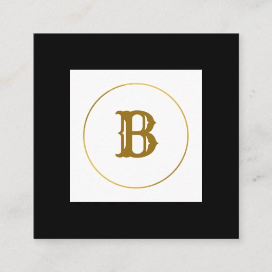 eenvoudig minimaal goudmonogram op maat van modern vierkante visitekaartje (Voorkant)