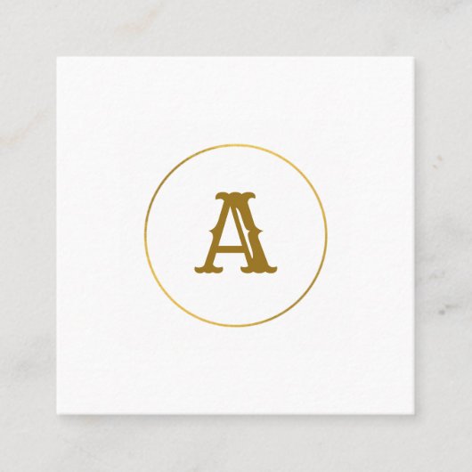 eenvoudig minimaal goudmonogram op maat van modern vierkante visitekaartje (Voorkant)