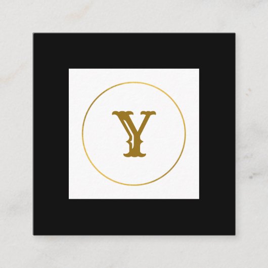 eenvoudig minimaal goudmonogram op maat van modern vierkante visitekaartje (Voorkant)