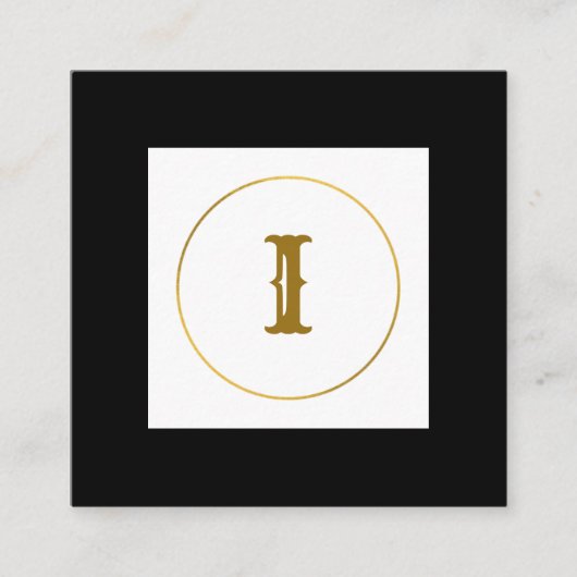 eenvoudig minimaal goudmonogram op maat van modern vierkante visitekaartje (Voorkant)