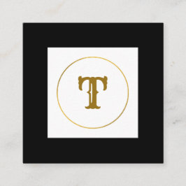 eenvoudig minimaal goudmonogram op maat van modern vierkante visitekaartje