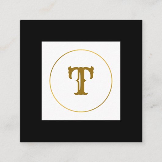 eenvoudig minimaal goudmonogram op maat van modern vierkante visitekaartje (Voorkant)