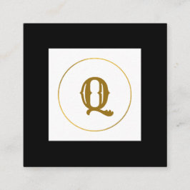 eenvoudig minimaal goudmonogram op maat van modern vierkante visitekaartje
