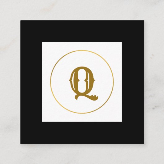 eenvoudig minimaal goudmonogram op maat van modern vierkante visitekaartje (Voorkant)