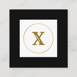 eenvoudig minimaal goudmonogram op maat van modern vierkante visitekaartje