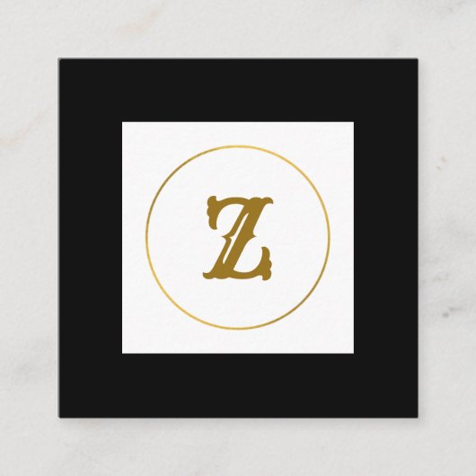 eenvoudig minimaal goudmonogram op maat van modern vierkante visitekaartje (Voorkant)