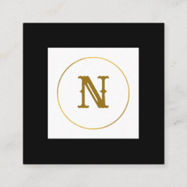 eenvoudig minimaal goudmonogram op maat van modern vierkante visitekaartje