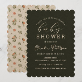 Eenvoudig minimaal groen Elegant Oranje Baby showe Kaart