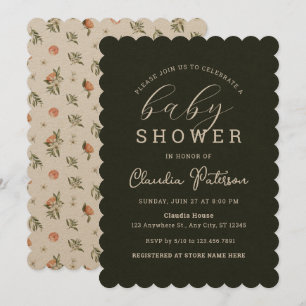 Eenvoudig minimaal groen Elegant Oranje Baby showe Kaart