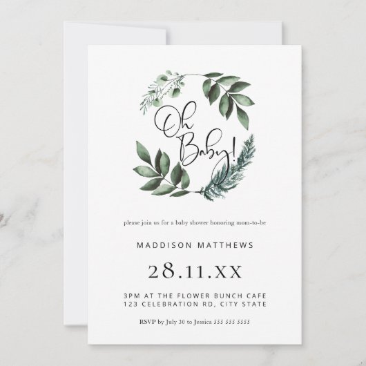 Eenvoudig, minimaal groen, schoorsteen Oh Baby sho Kaart (Voorkant)