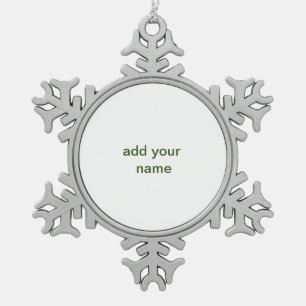 Eenvoudig minimaal groen voeg je tekst naam foto t tin sneeuwvlok ornament