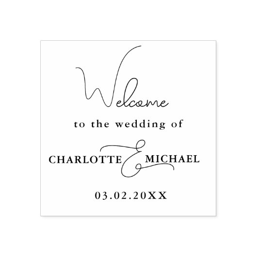 Eenvoudig, minimaal handschrift "Welkom" Rubberstempel (Afrduk)