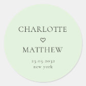 Eenvoudig, minimaal, hart bruiloft Ronde Sticker (Voorkant)