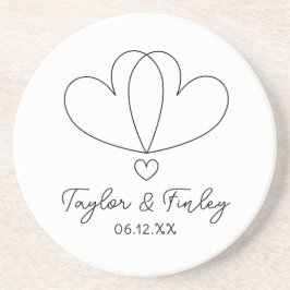 Eenvoudig minimaal hart moderne aangepaste namen b zandsteen onderzetter