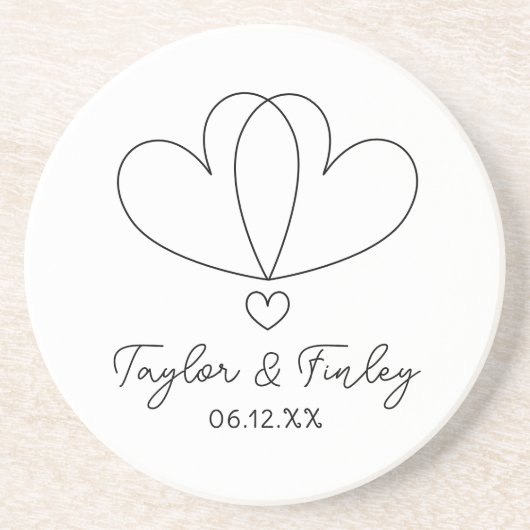 Eenvoudig minimaal hart moderne aangepaste namen b zandsteen onderzetter (Voorkant)