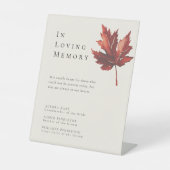 Eenvoudig minimaal Herfst Leaf Cream Wedding Memor Reclamebord Met Voetstuk (Voorkant)