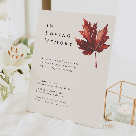 Eenvoudig minimaal Herfst Leaf Cream Wedding Memor Reclamebord Met Voetstuk