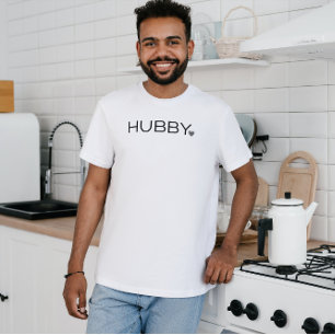 Eenvoudig minimaal Hubby Script hart zwart-wit T-shirt