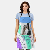 eenvoudig minimaal jouw naam foto blauwe groene pu schort (Gedragen)