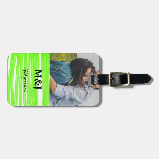 eenvoudig minimaal jouw naam foto monogram water t bagagelabel (Voorkant horizontaal)