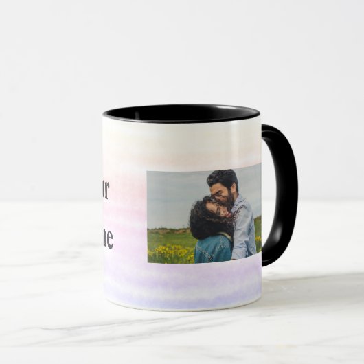 eenvoudig minimaal jouw naam foto waterverf coff mok (Voorkant rechts)
