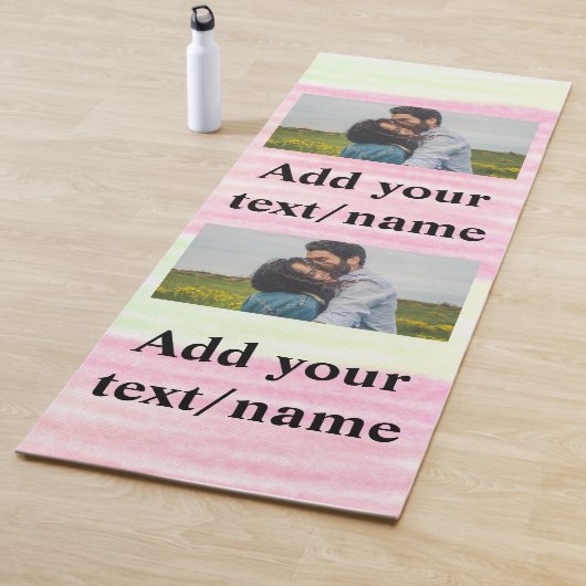 eenvoudig minimaal jouw naam foto waterverf yoga t yogamat (In situ)