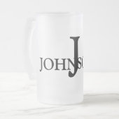 eenvoudig minimaal jouw naam MONOGRAM GROOMSME toe Matglas Bierpul (Voorkant links)