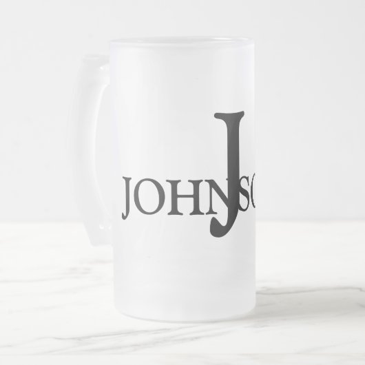 eenvoudig minimaal jouw naam MONOGRAM GROOMSME toe Matglas Bierpul (Voorkant links)