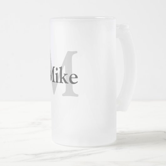 eenvoudig minimaal jouw naam MONOGRAM GROOMSME toe Matglas Bierpul (Voorkant rechts)