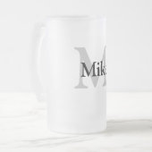 eenvoudig minimaal jouw naam MONOGRAM GROOMSME toe Matglas Bierpul (Voorkant links)