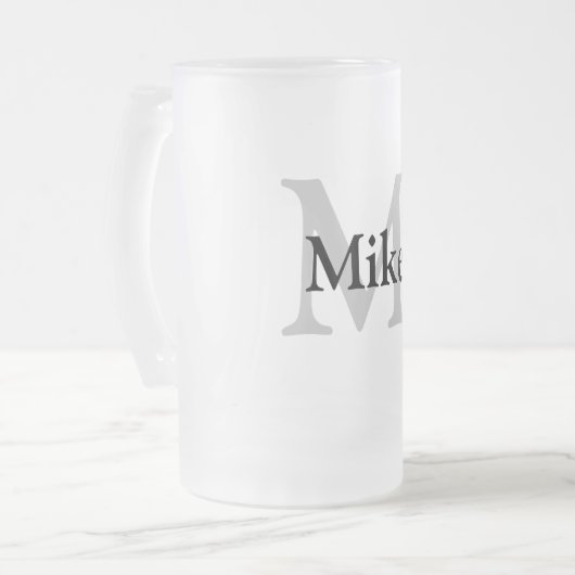 eenvoudig minimaal jouw naam MONOGRAM GROOMSME toe Matglas Bierpul (Voorkant links)