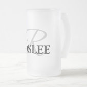 eenvoudig minimaal jouw naam MONOGRAM GROOMSME toe Matglas Bierpul (Voorkant rechts)