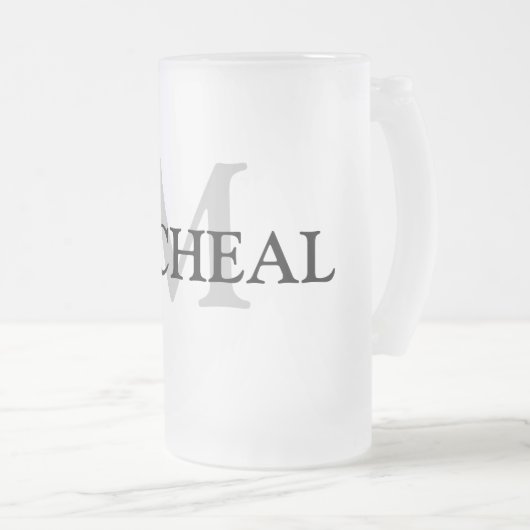 eenvoudig minimaal jouw naam MONOGRAM GROOMSME toe Matglas Bierpul (Voorkant rechts)