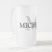 eenvoudig minimaal jouw naam MONOGRAM GROOMSME toe Matglas Bierpul (Voorkant links)